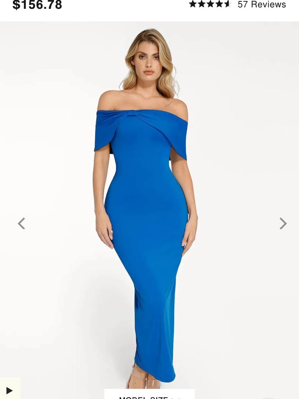 Off-the-Shoulder Midi Dress in Cobalt Blue